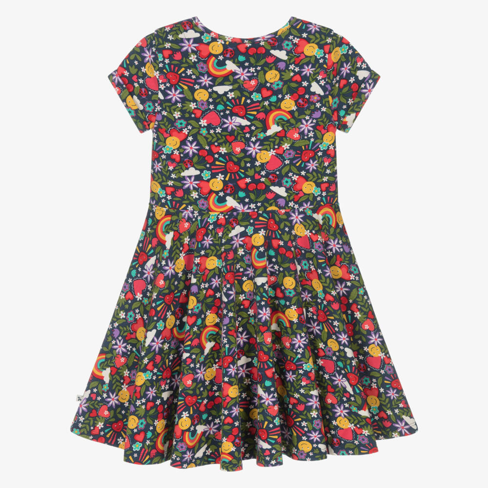 Frugi-Girls Navy Blue Floral Print Organic Cotton Dress | Childrensalon Outlet