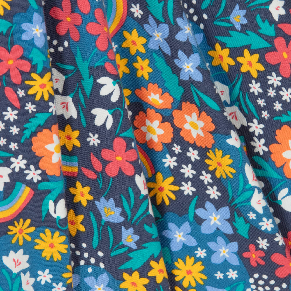 Frugi-Girls Navy Floral Jersey Dress | Childrensalon Outlet