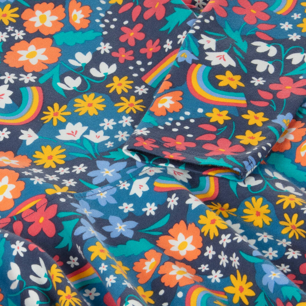 Frugi-Girls Navy Floral Jersey Dress | Childrensalon Outlet