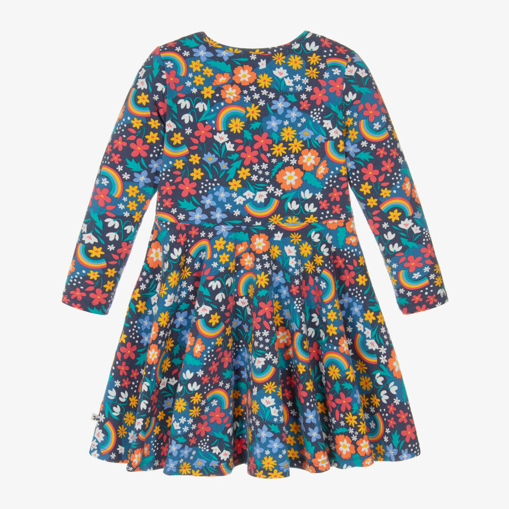 Frugi-Girls Navy Floral Jersey Dress | Childrensalon Outlet