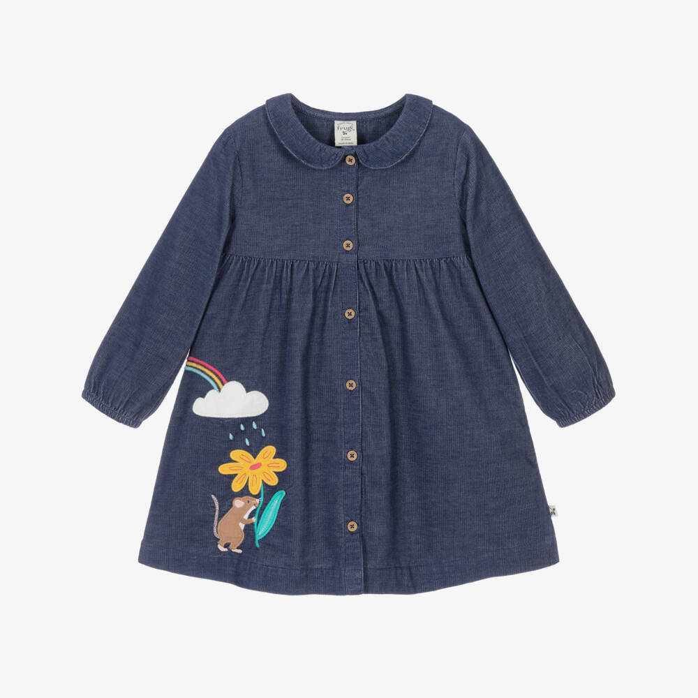 Frugi-Girls Organic Blue Corduroy Dress | Childrensalon Outlet