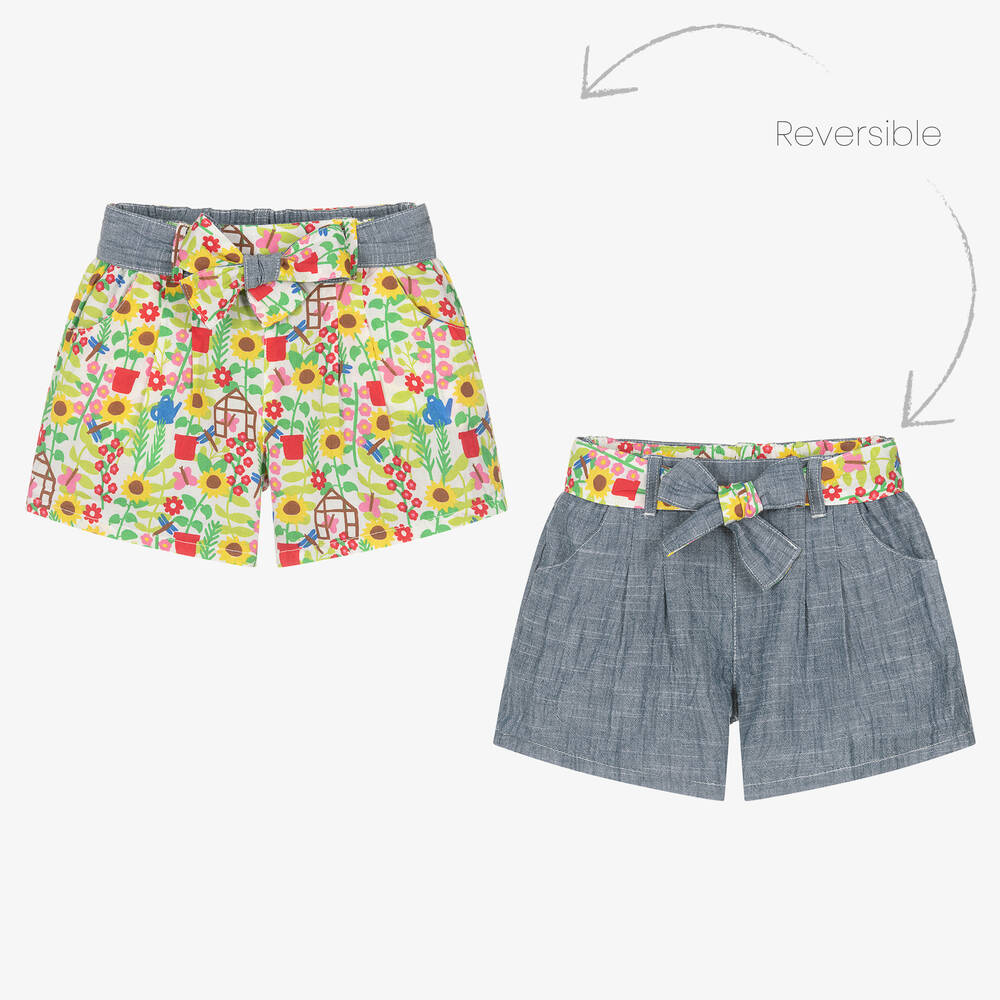 Frugi - Girls Organic Cotton Reversible Shorts | Childrensalon