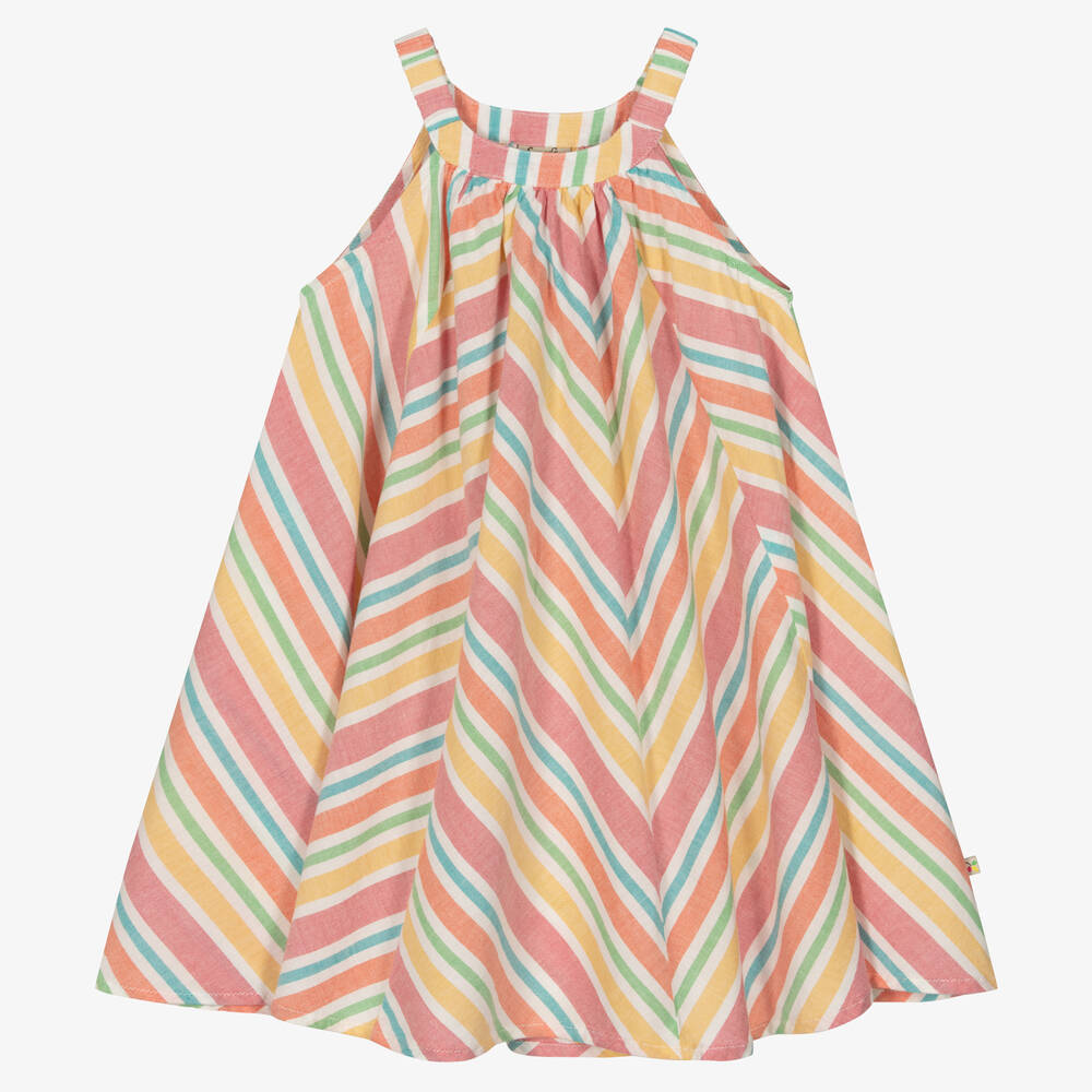 Frugi - فستان صيفي قطن عضوي مقلم بطبعة ملونة | Childrensalon