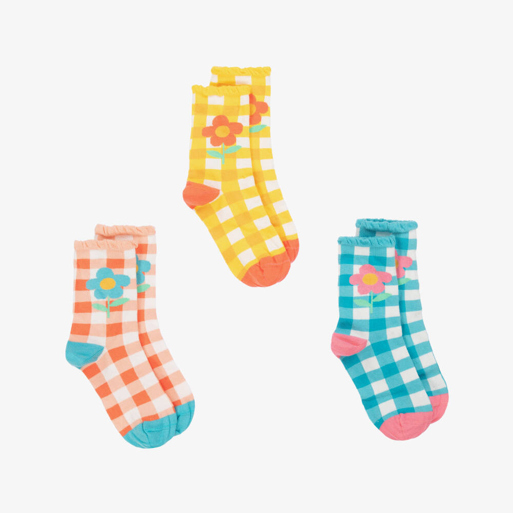 Frugi-Girls Organic Gingham Sock Trio | Childrensalon Outlet