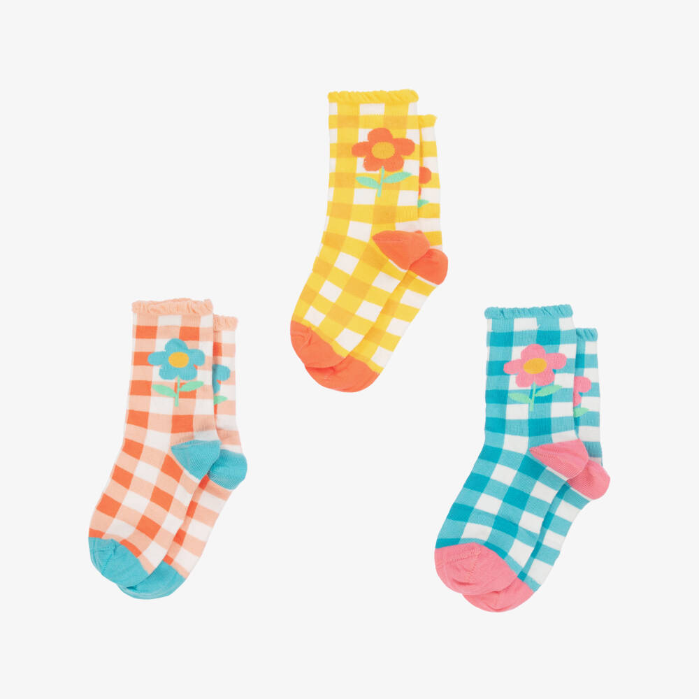 Frugi-Girls Organic Gingham Sock Trio | Childrensalon Outlet