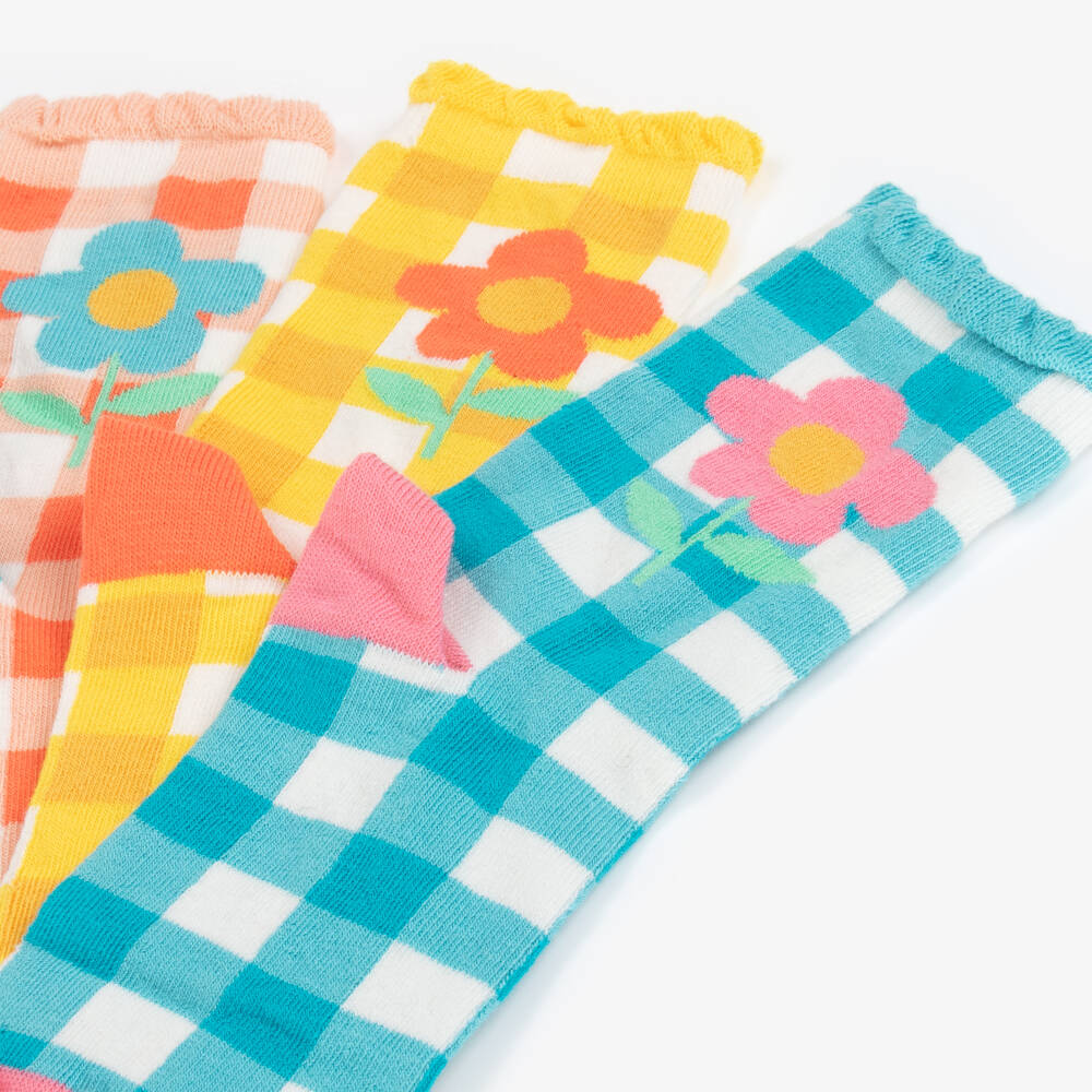Frugi-Girls Organic Gingham Sock Trio | Childrensalon Outlet