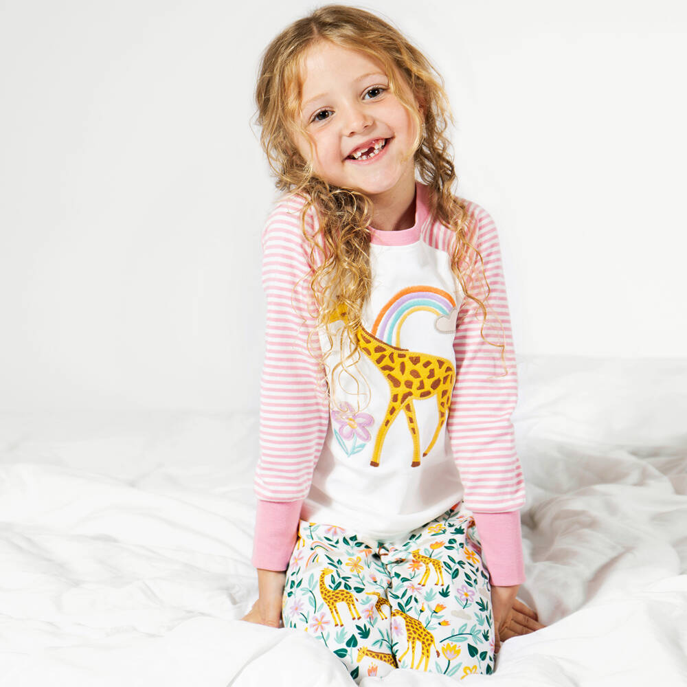 Frugi-Girls Organic Pink Giraffe Sleepwear | Childrensalon Outlet