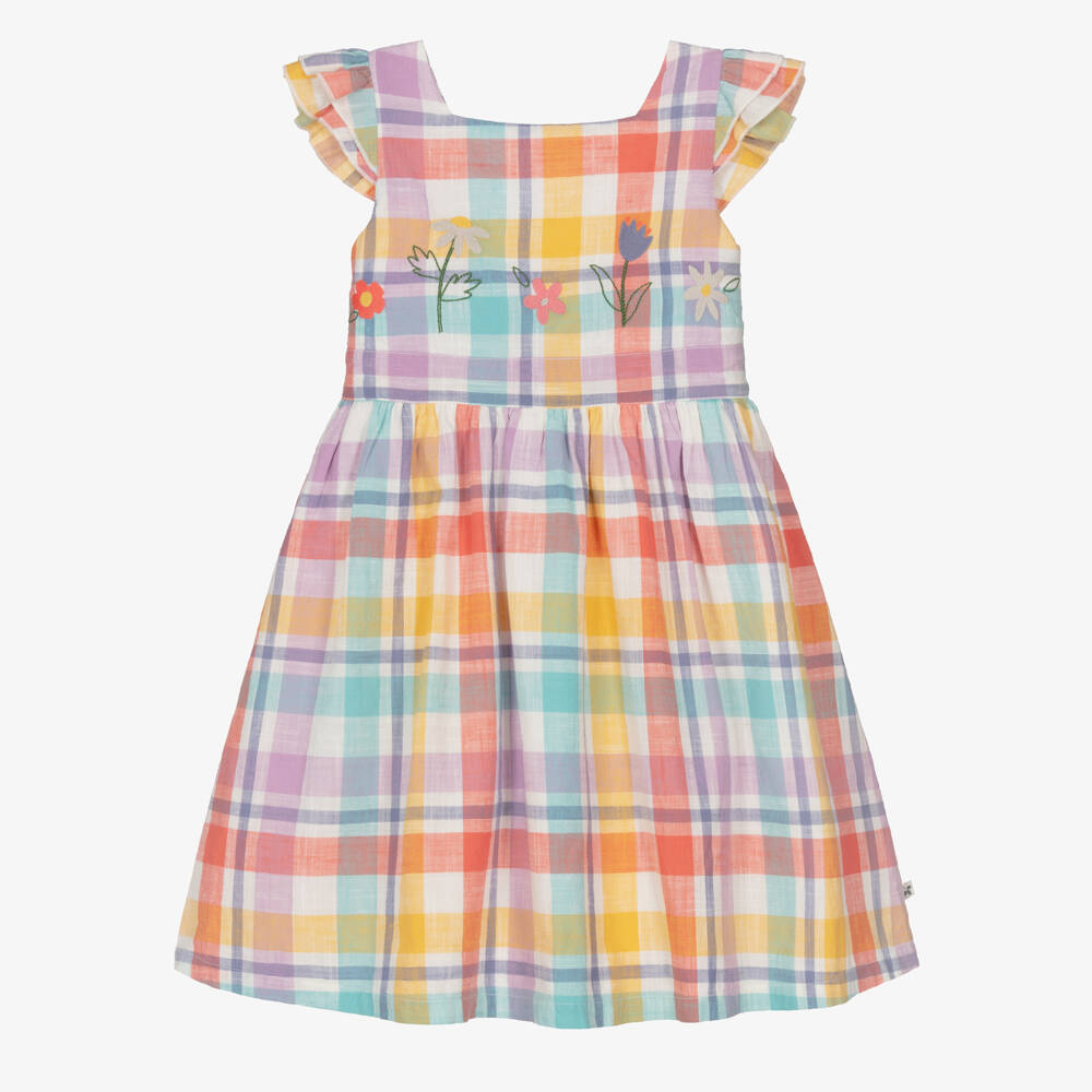 Frugi-Girls Pink Check Organic Cotton Sun Dress | Childrensalon Outlet