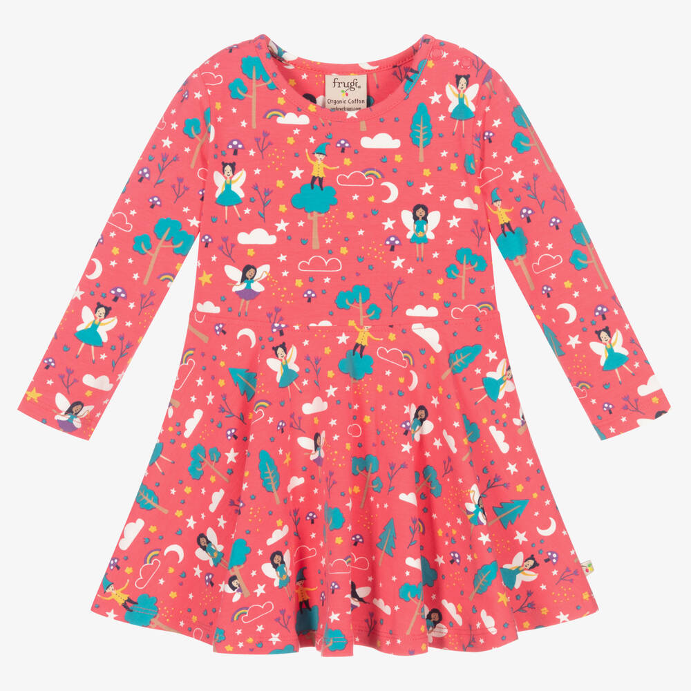 Frugi - Girls Pink Cotton Fairy Dress | Childrensalon
