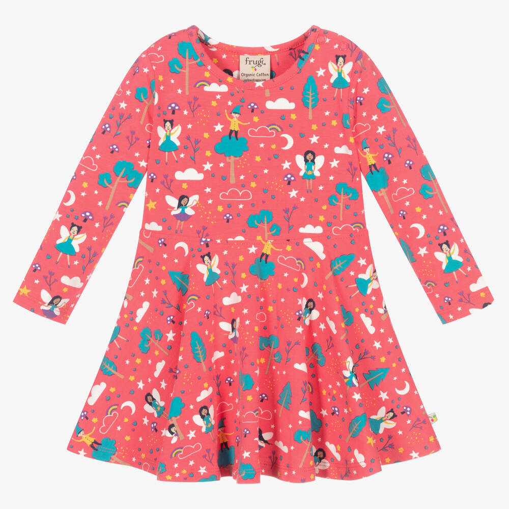 Frugi - Rosa Baumwollkleid mit Feen (M) | Childrensalon