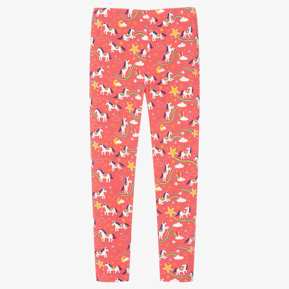 Frugi-Girls Pink Cotton Unicorn Leggings | Childrensalon Outlet