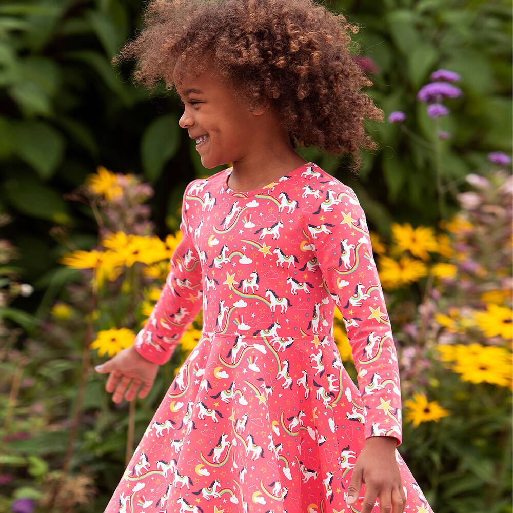 Girls pink sales skater dress