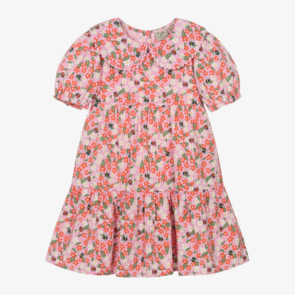 Frugi-Girls Pink Floral Cotton Dress | Childrensalon Outlet