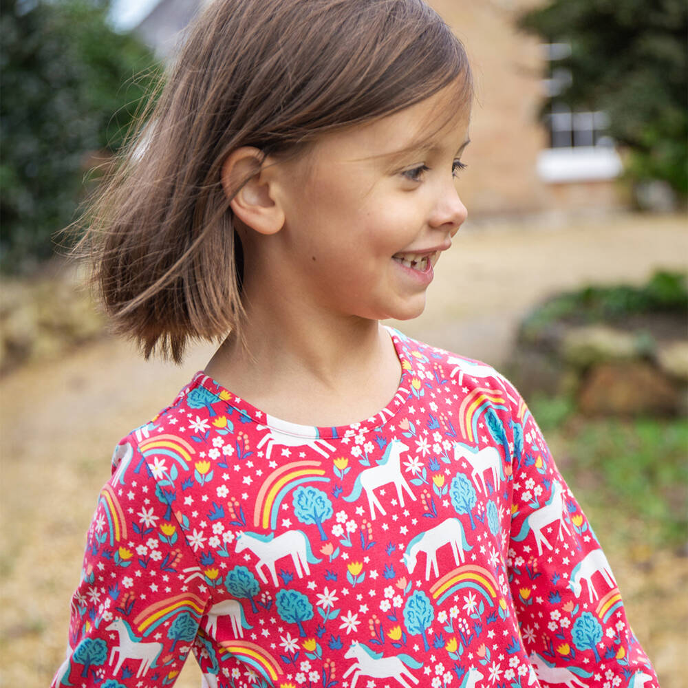 Frugi-Girls Pink Horse Skater Dress | Childrensalon Outlet