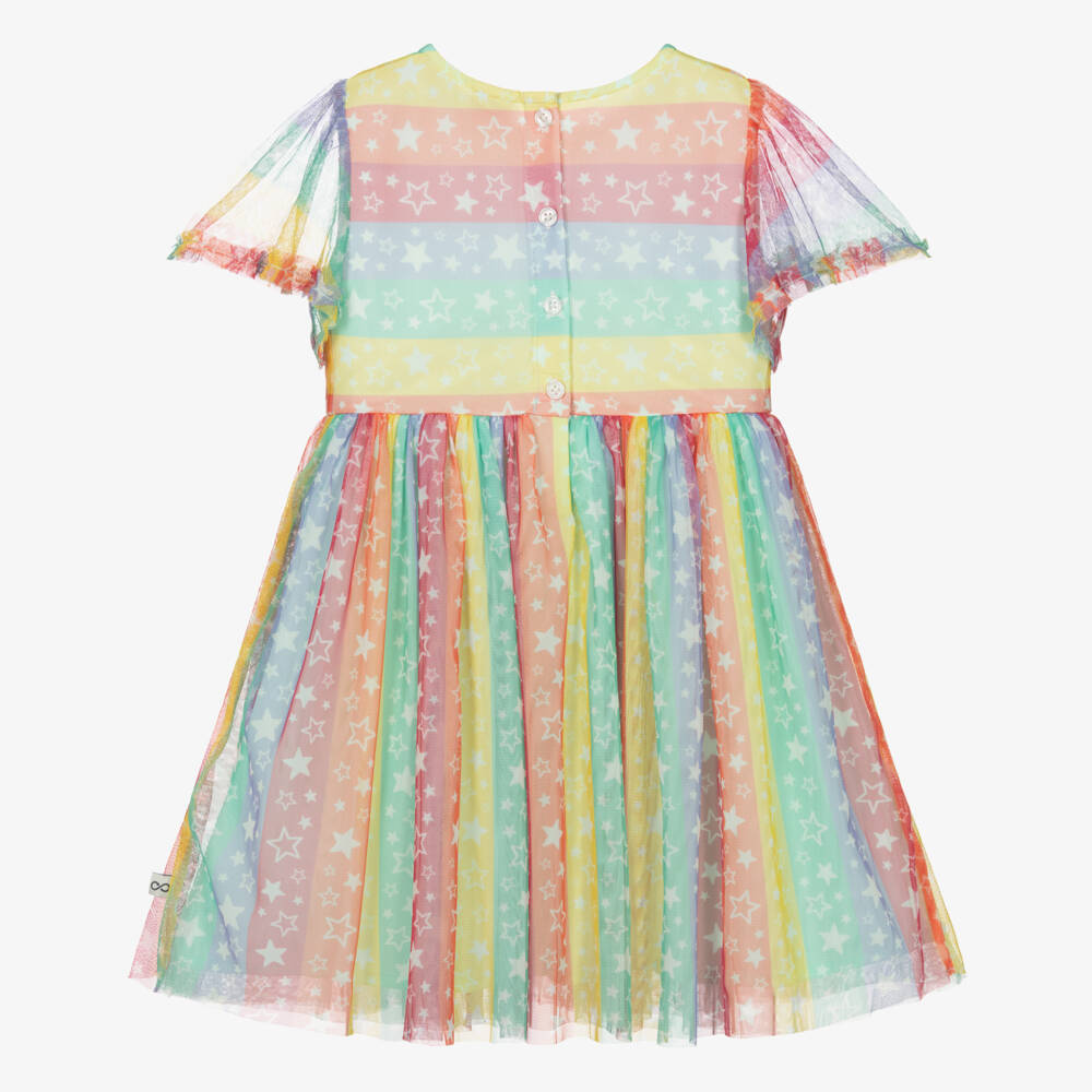 Frugi-Girls Pink Rainbow Tulle Dress | Childrensalon Outlet
