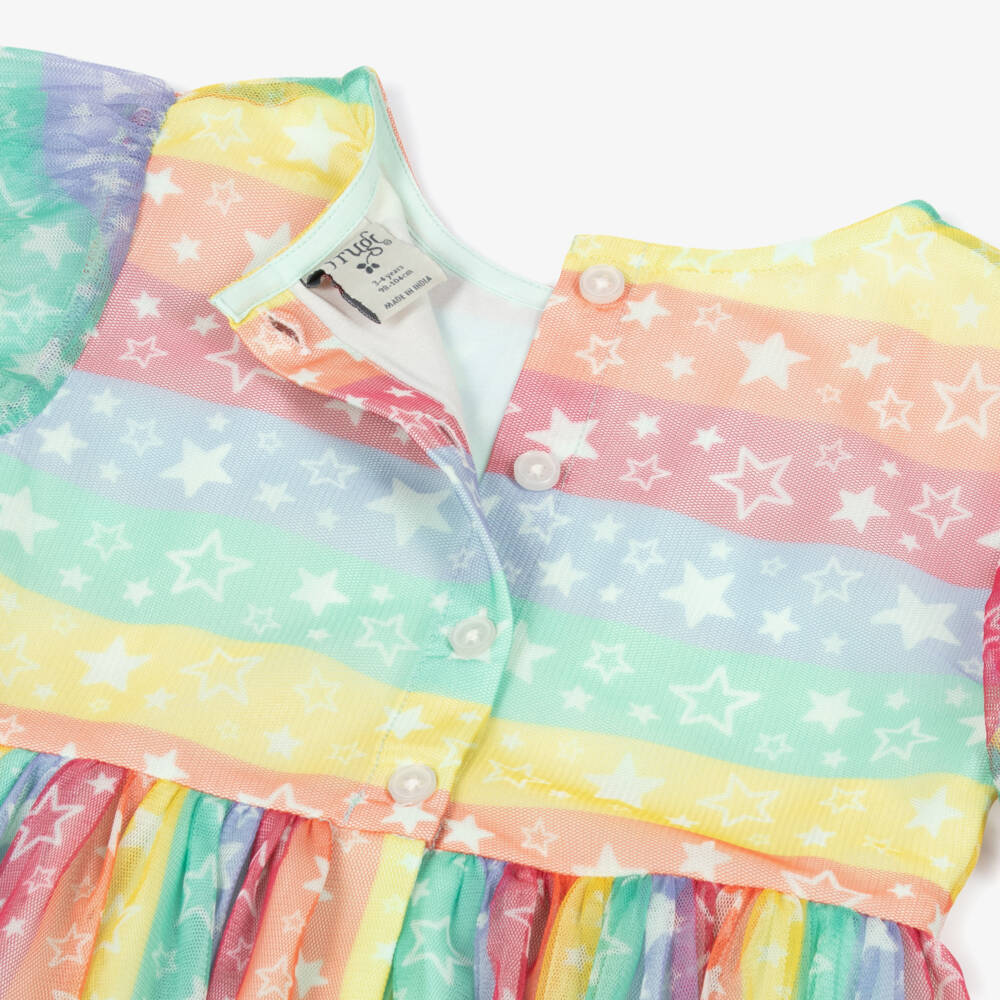 Frugi-Girls Pink Rainbow Tulle Dress | Childrensalon Outlet
