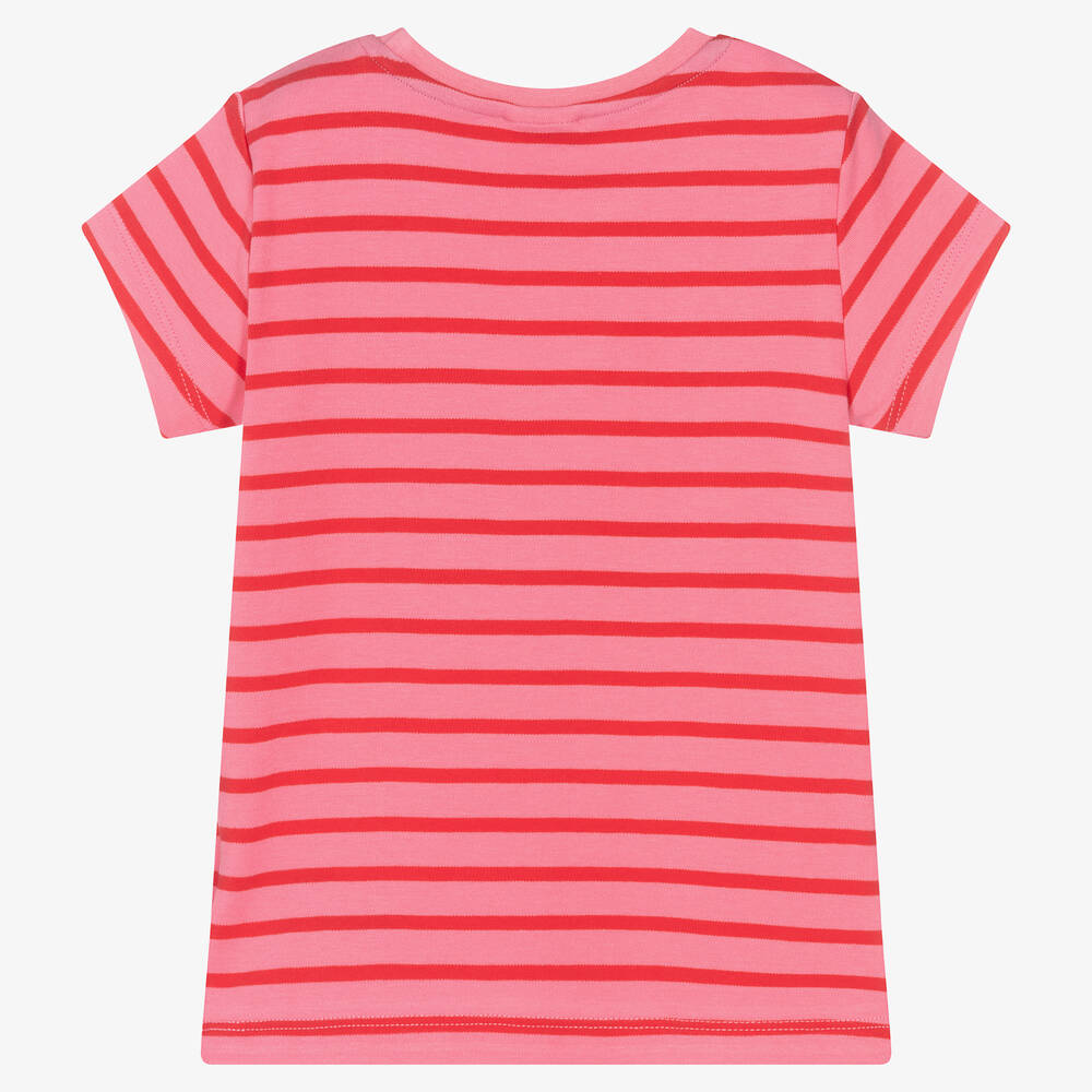 فروجي-تيشيرت قطن عضوي لون زهري وأحمر للبنات | Childrensalon Outlet