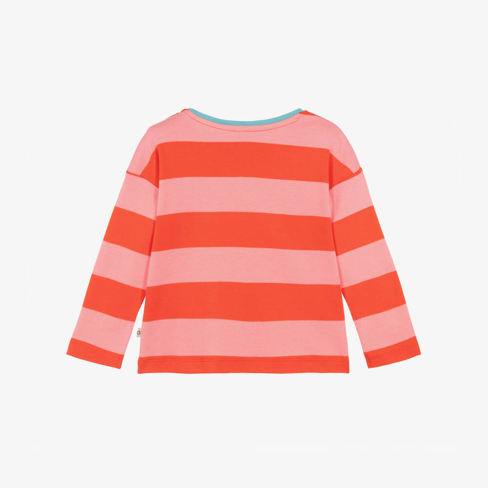Frugi-Girls Pink & Red Striped Cotton Top | Childrensalon Outlet