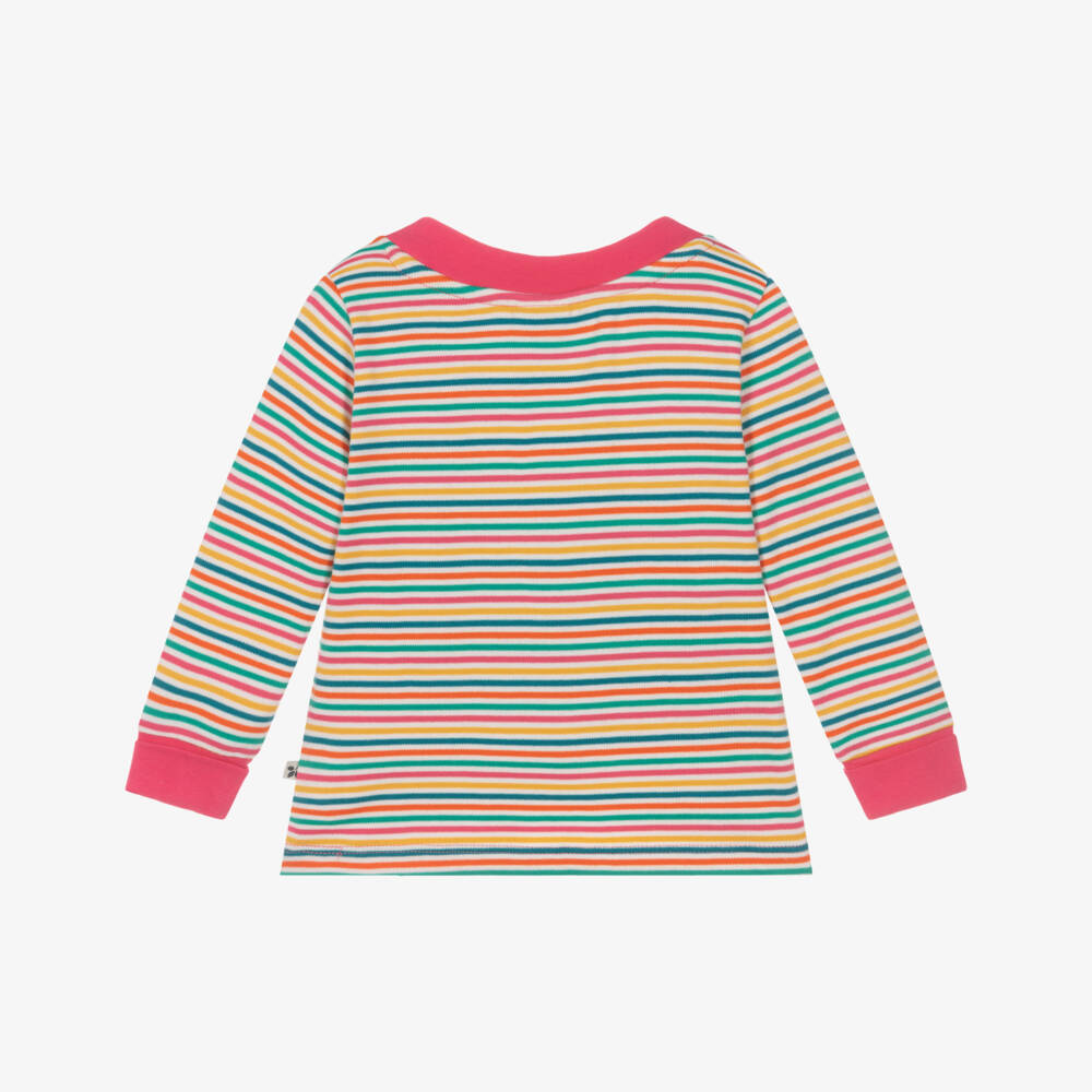 Frugi-Girls Pink Striped Organic Cotton Long Sleeve Horse Top | Childrensalon Outlet