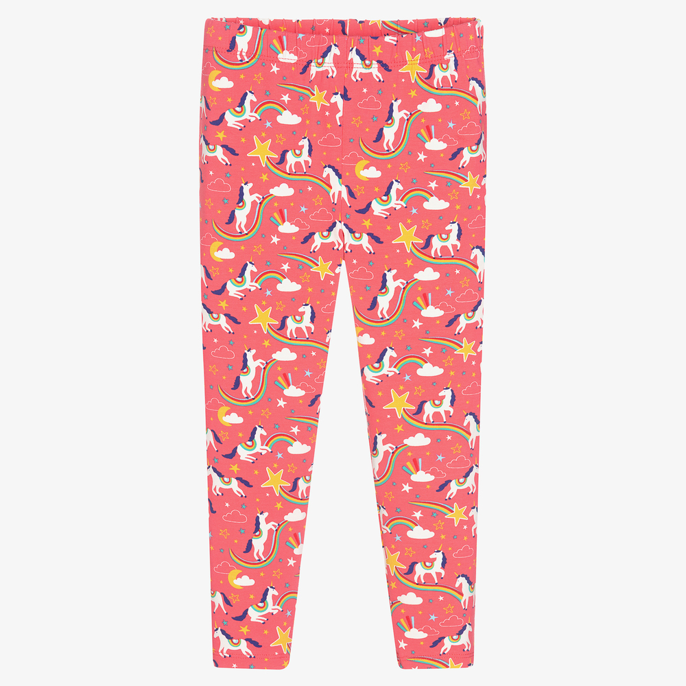 Frugi - Girls Pink Unicorn Leggings  | Childrensalon