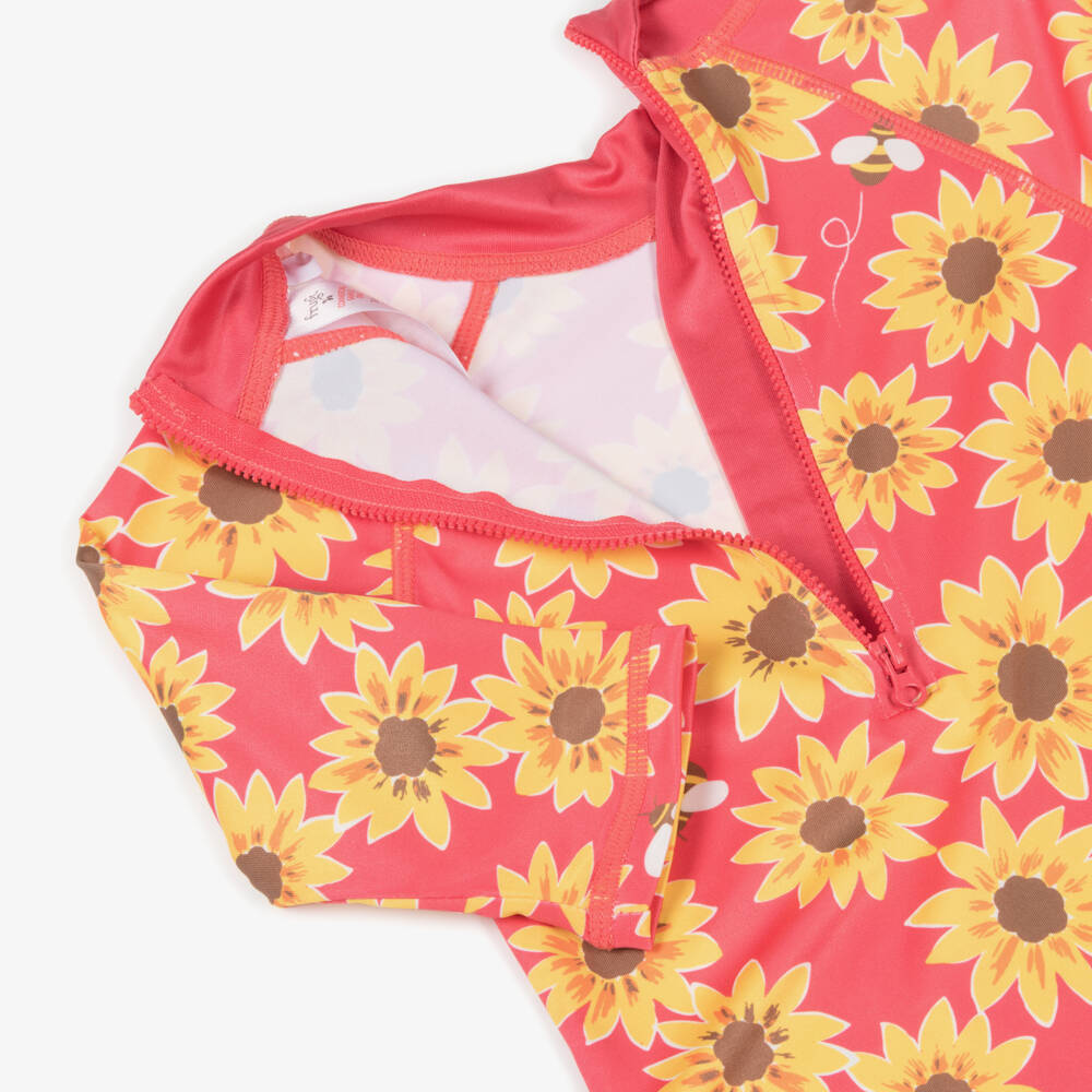 Frugi-Girls Pink & Yellow Sunflower Sun Suit (UPF50+) | Childrensalon Outlet