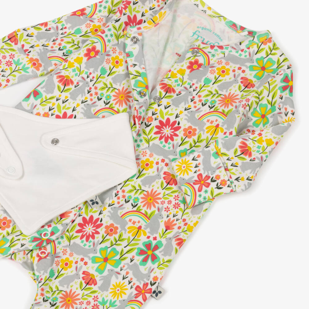Frugi-Girls Playful Ivory Floral Babygrow Set | Childrensalon Outlet
