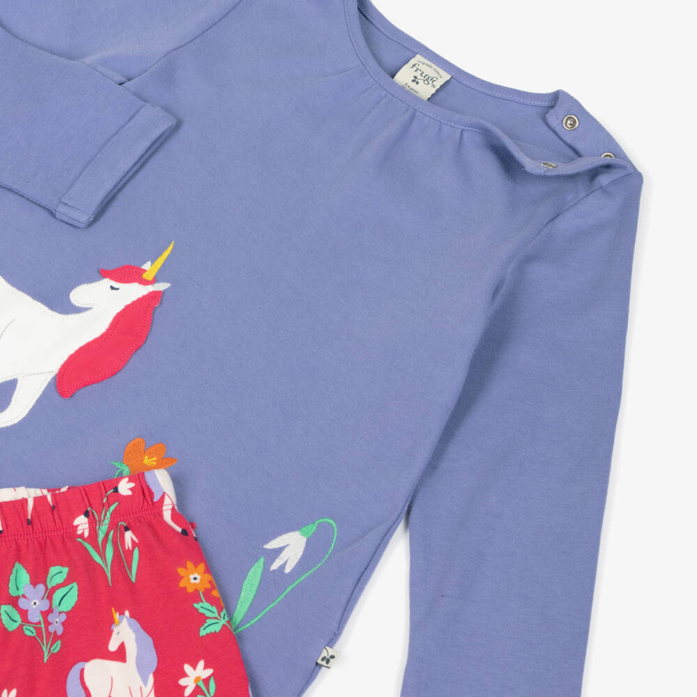 Frugi-Girls Purple & Pink Unicorn Organic Cotton Leggings Set | Childrensalon Outlet