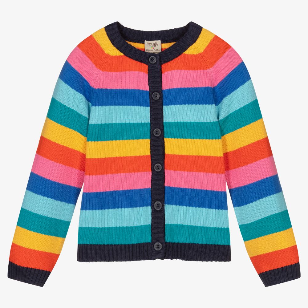 Frugi - Girls Rainbow Stripe Cardigan  | Childrensalon