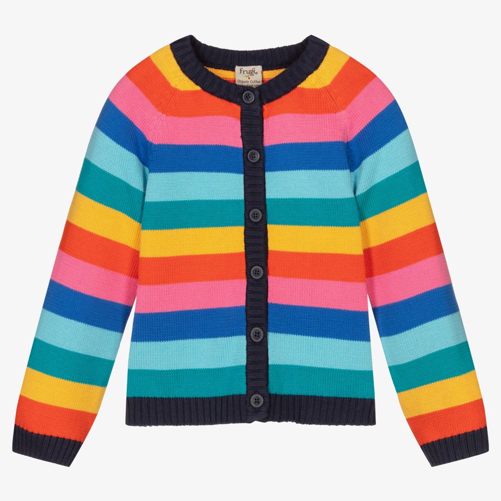 Girls Rainbow Stripe Cardigan