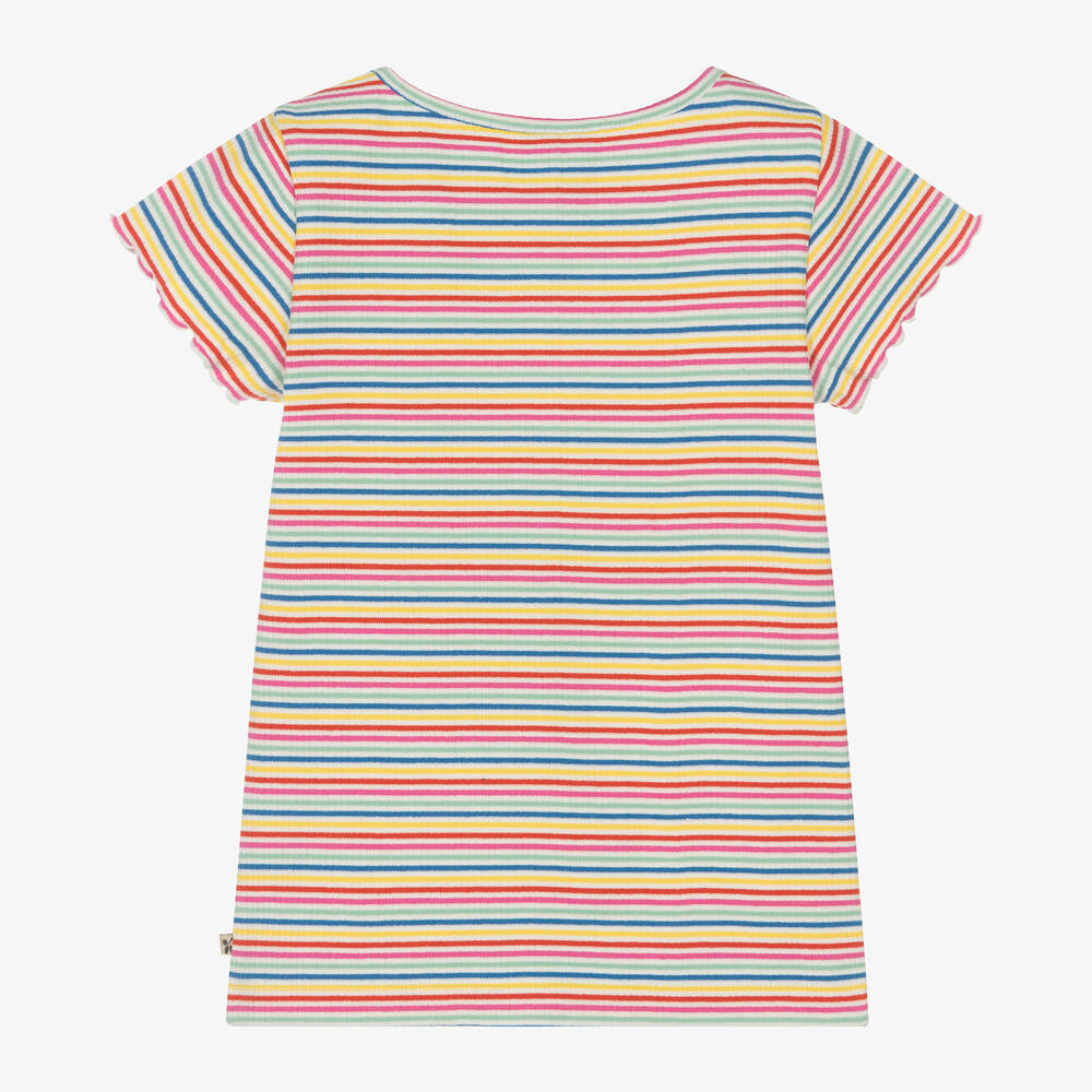 Frugi-Girls Rainbow Stripe Cotton T-Shirt | Childrensalon Outlet