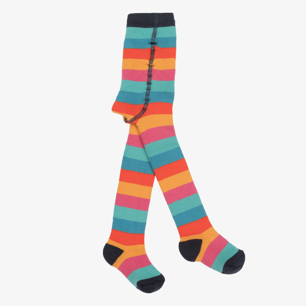 Frugi - Girls Rainbow Stripe Cotton Tights | Childrensalon