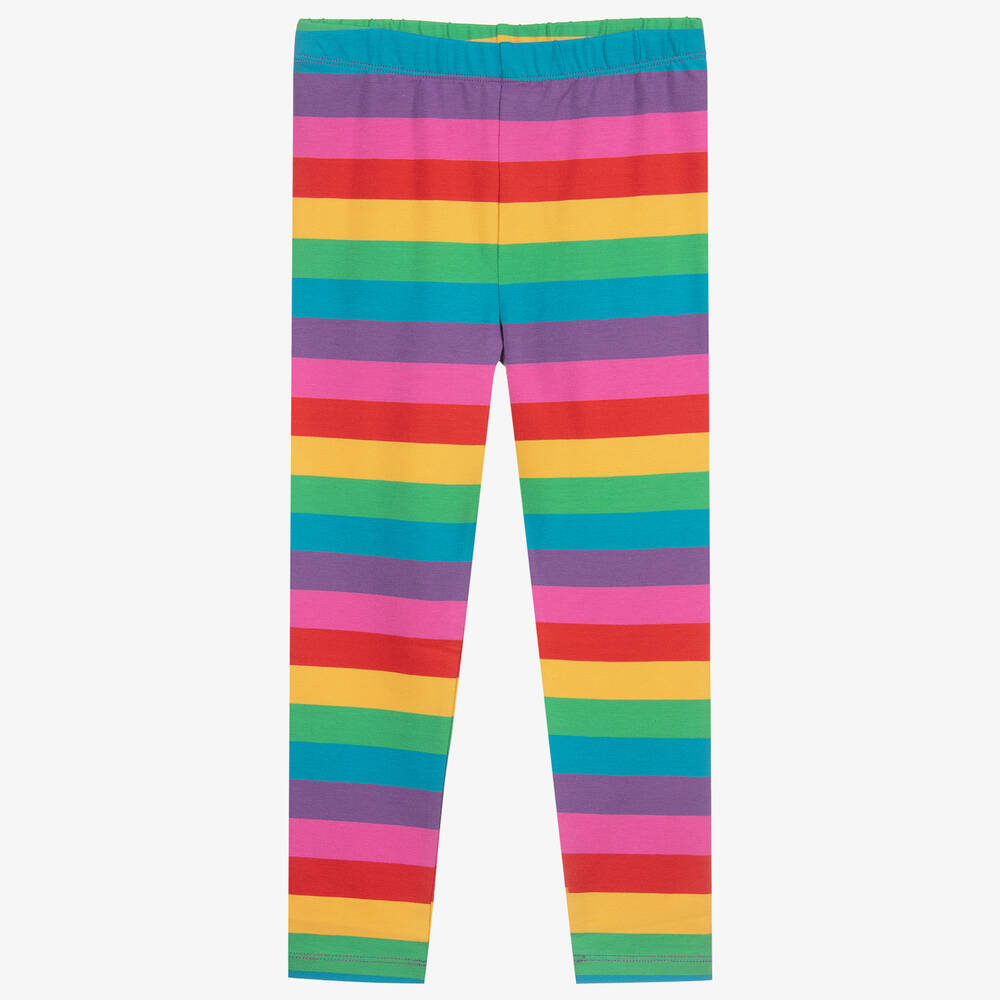 Frugi - Girls Rainbow Stripe Organic Cotton Leggings | Childrensalon