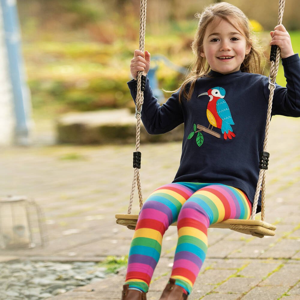 Frugi-ليغنغز قطن عضوي جيرسي مقلم بألوان قوس قزح | Childrensalon Outlet