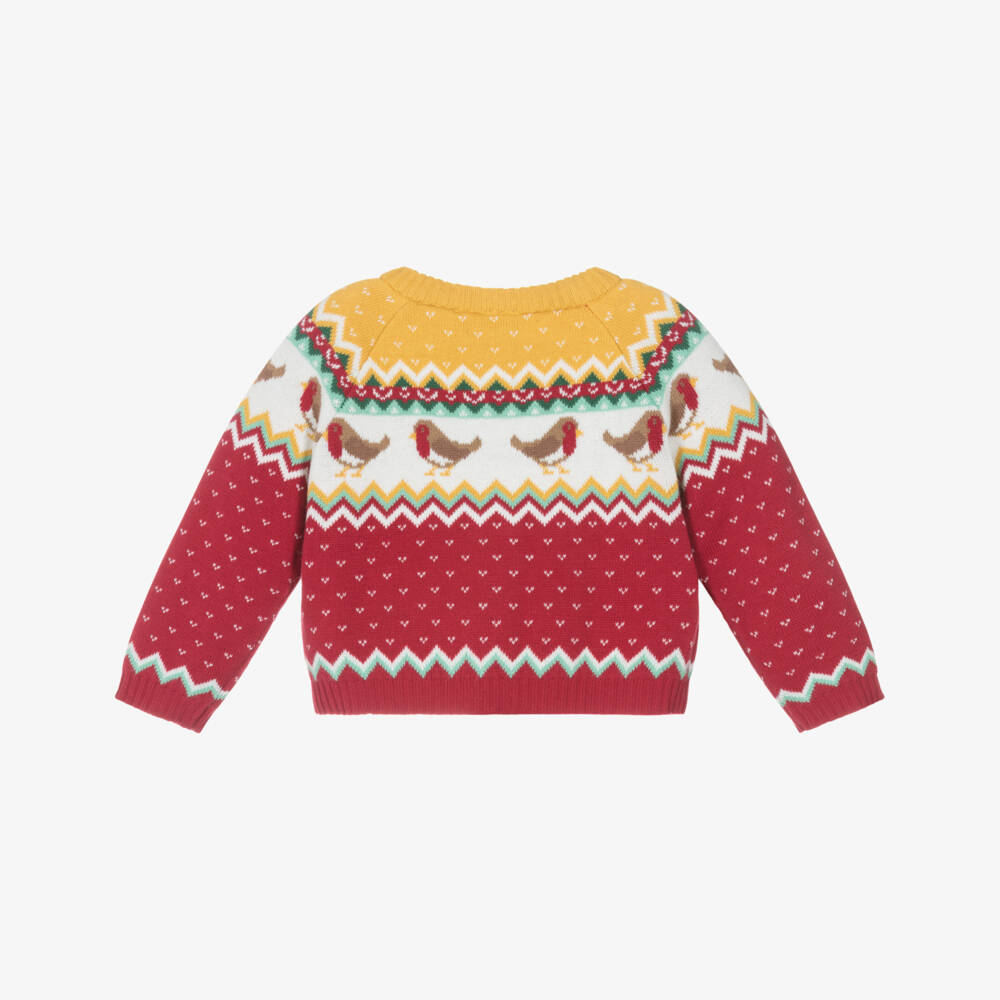 Frugi-Праздничный красный вязаный кардиган для девочек | Childrensalon Outlet