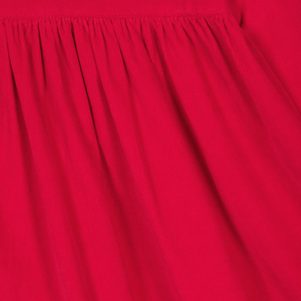 Frugi-Girls Red Needlecord Dress with Embroidered Rabbits | Childrensalon Outlet