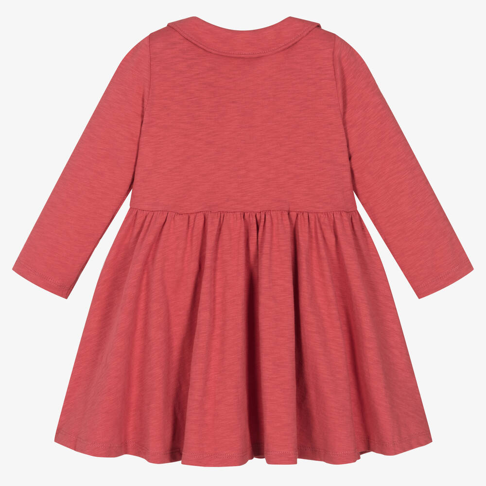 فروجي-فستان قطن عضوي لون أحمر | Childrensalon Outlet