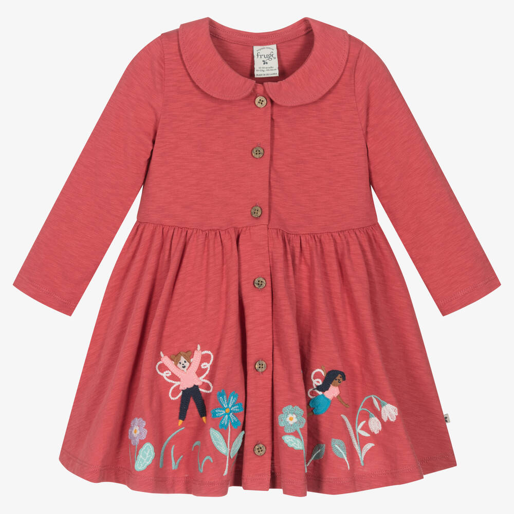 Frugi - Girls Red Organic Cotton Fairy Dress | Childrensalon