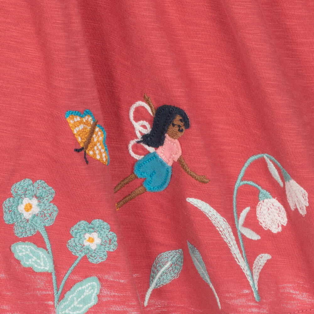 فروجي-فستان قطن عضوي لون أحمر | Childrensalon Outlet