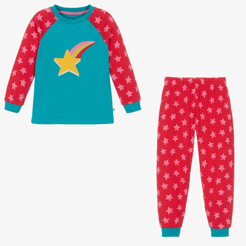 Frugi Girls Red Star Cotton Pyjamas Childrensalon Outlet