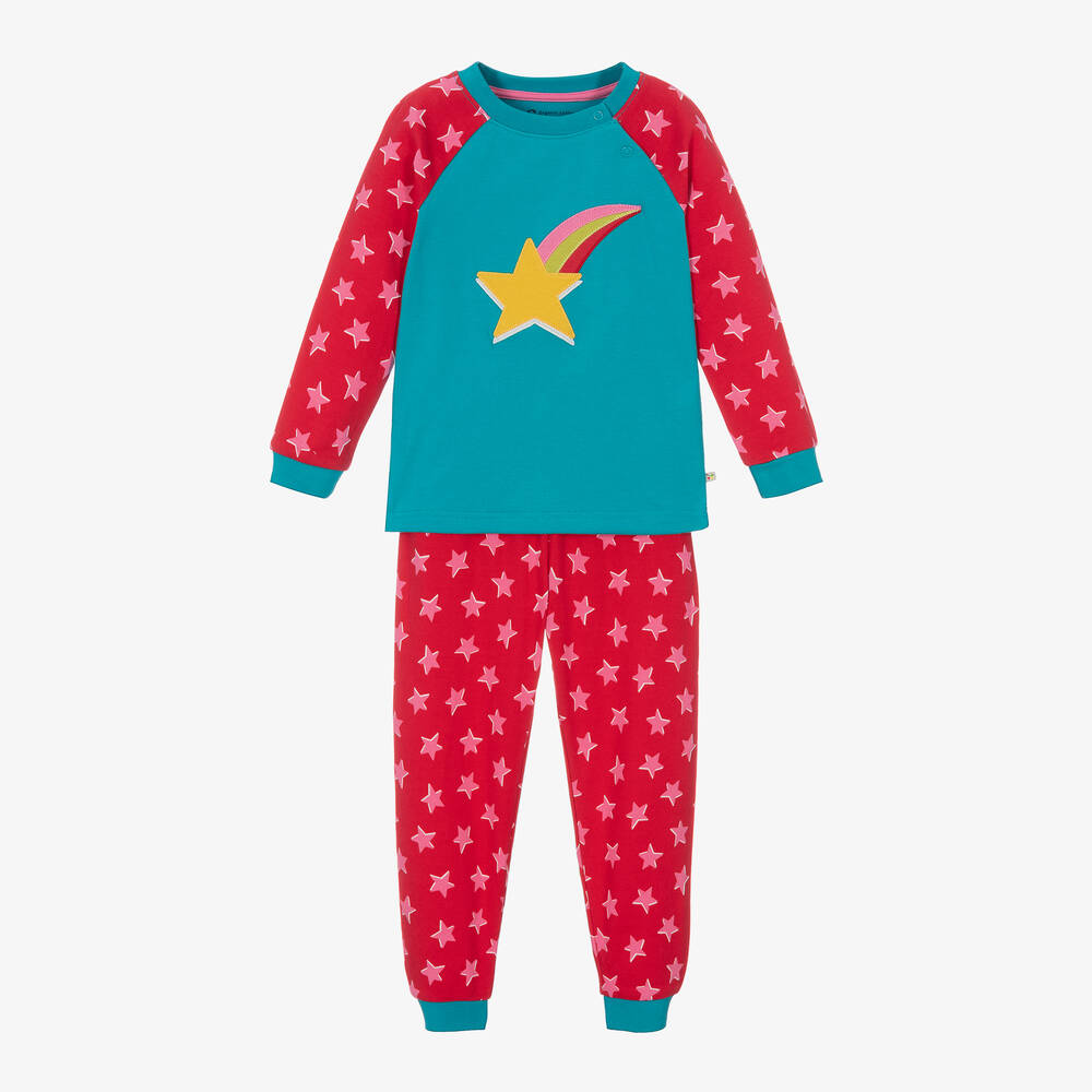 Frugi - Girls Red Star Cotton Pyjamas | Childrensalon