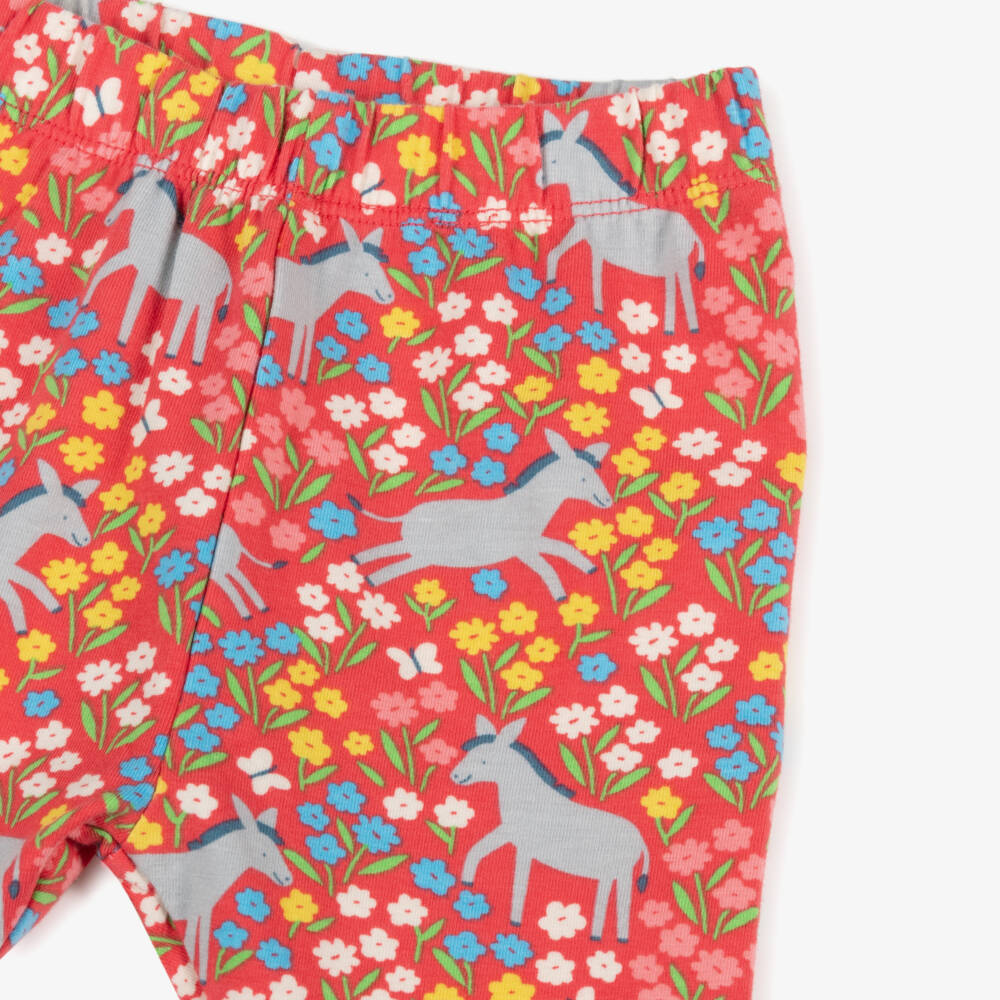 Frugi-Girls Rosy Donkey-Patterned Cotton Leggings | Childrensalon Outlet