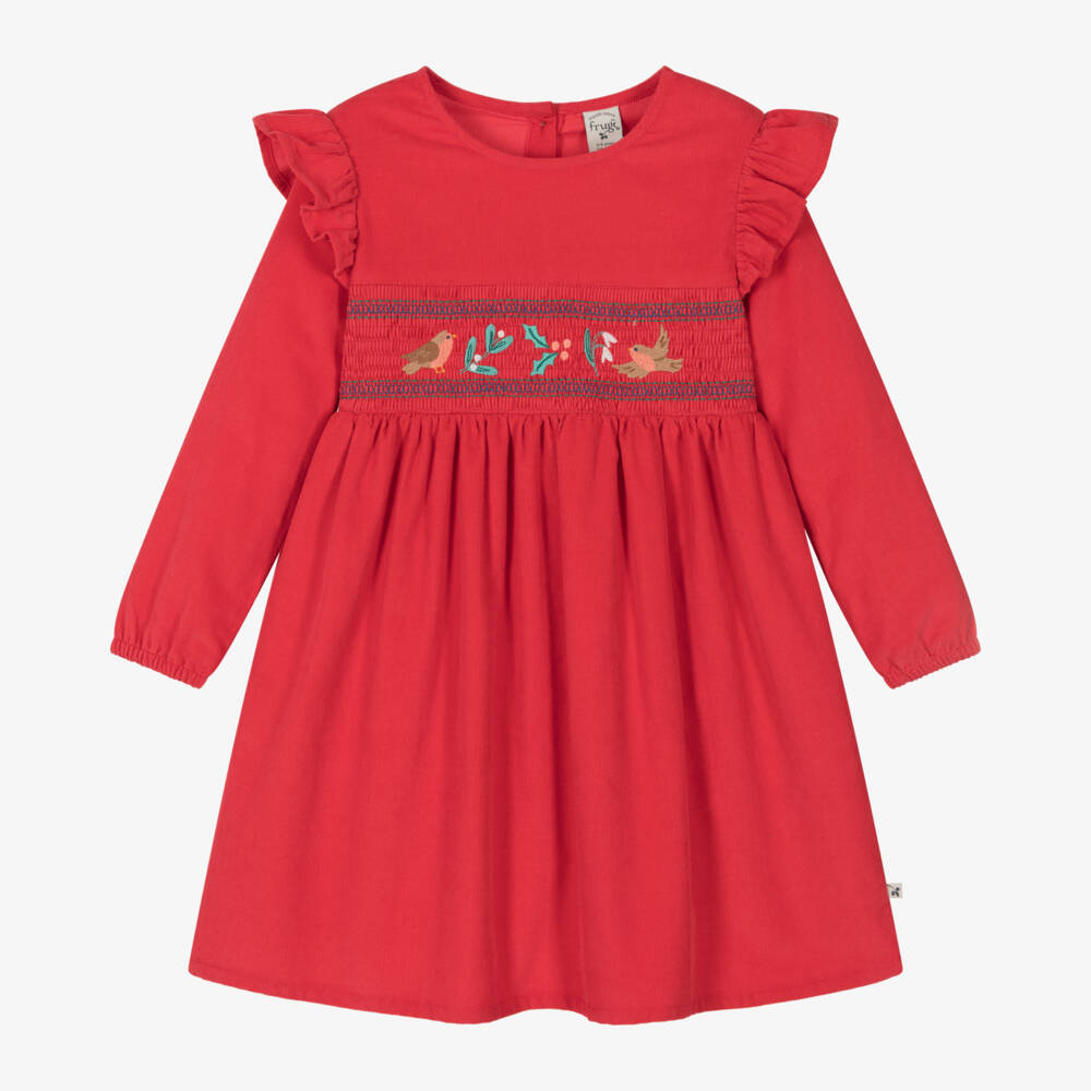 Frugi-Girls Scarlet Corduroy Frock | Childrensalon Outlet