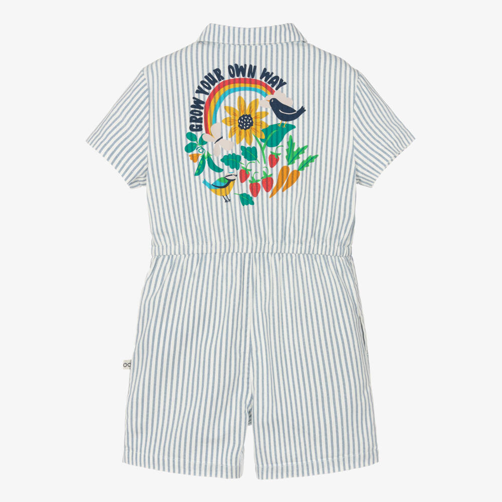 Frugi-Girls Striped Organic Cotton Romper | Childrensalon Outlet
