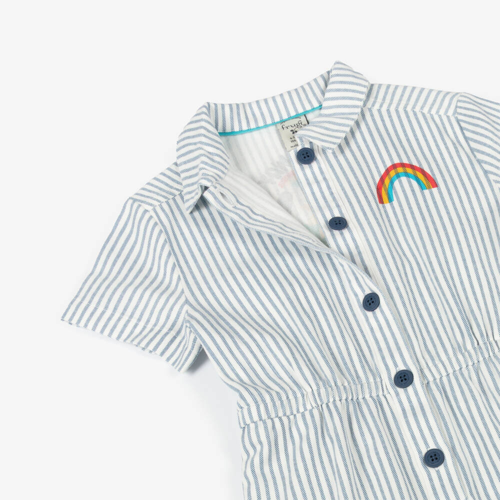 Frugi-Girls Striped Organic Cotton Romper | Childrensalon Outlet