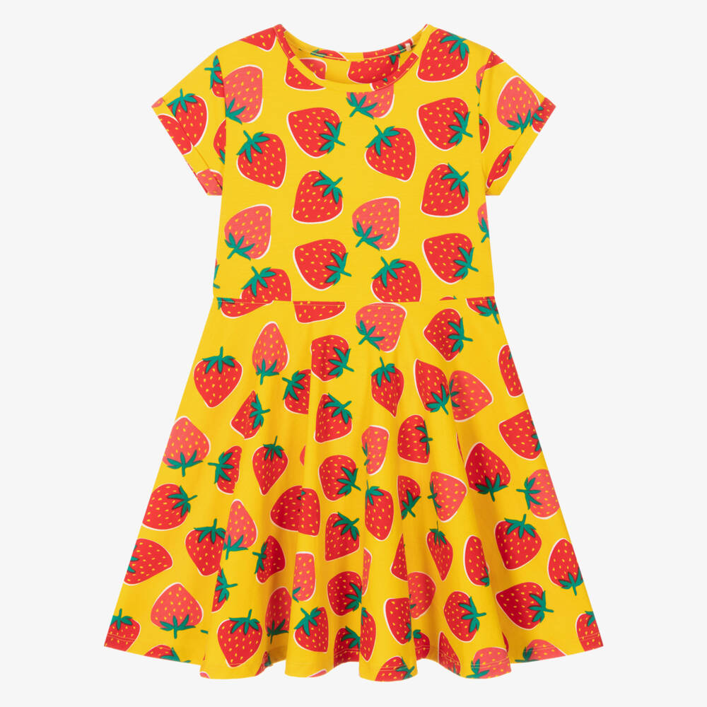 Frugi-Girls Sunny Strawberry Skater Dress | Childrensalon Outlet