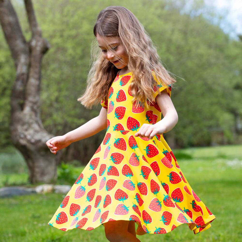 Frugi-Girls Sunny Strawberry Skater Dress | Childrensalon Outlet