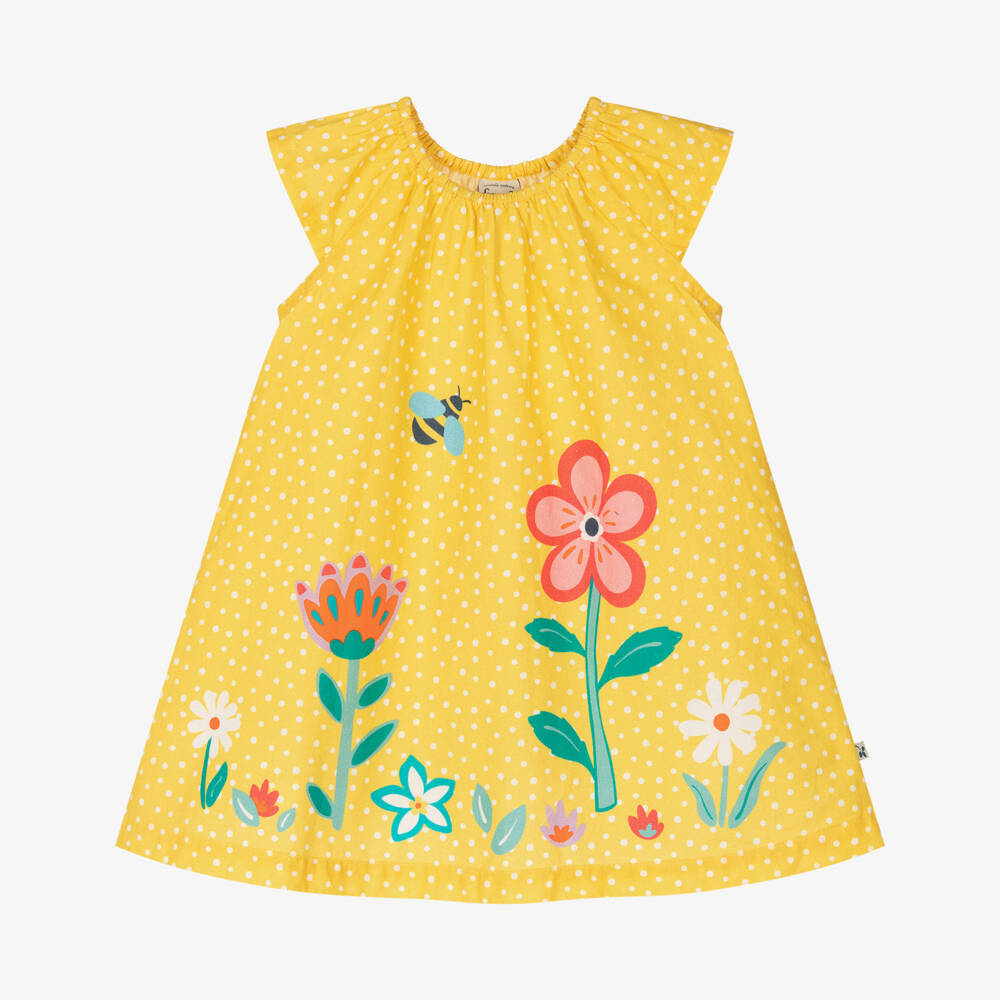 Frugi-Girls Sunshine Cotton Floral Frock | Childrensalon Outlet