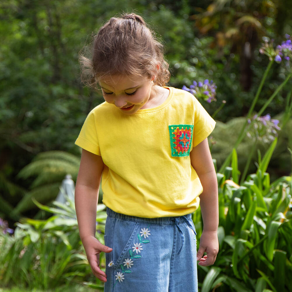 Frugi-Girls Sunshine Organic Cotton Tee | Childrensalon Outlet