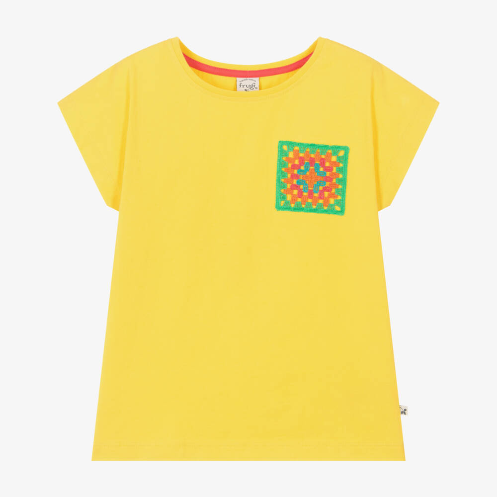 Frugi-Girls Sunshine Organic Cotton Tee | Childrensalon Outlet