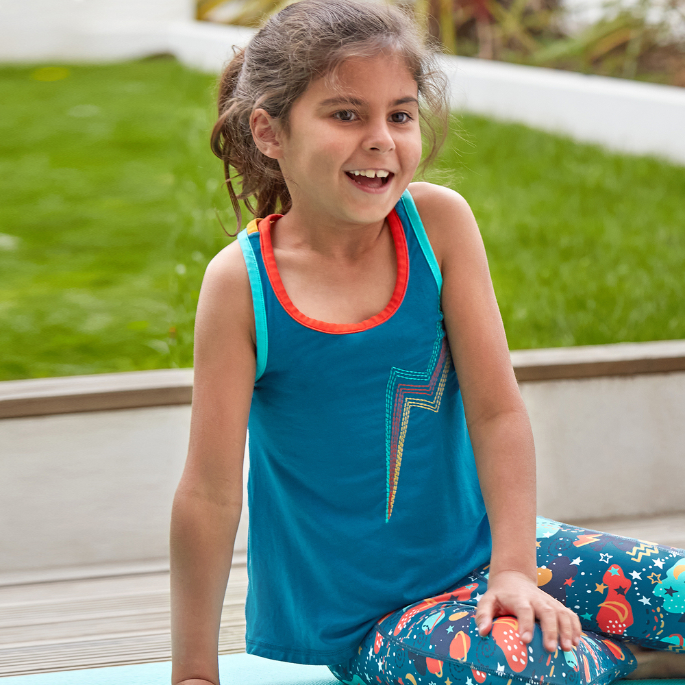 Frugi Girls Teal Blue Space Leggings Childrensalon Outlet